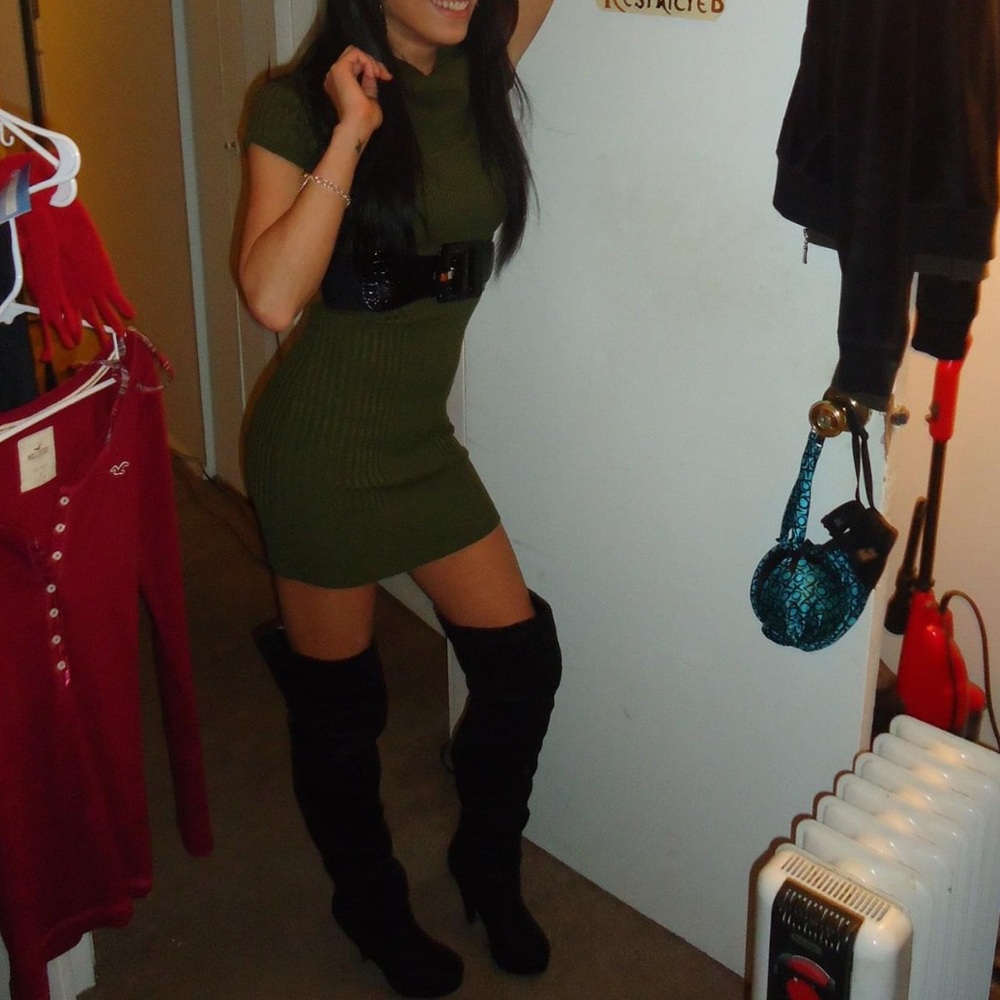 SUPER STRETCH Ribbed Bodycon “Sweater - Tee” Dress - Picture 9 of 11